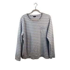 Talbots Womens Blue and White Striped Casual Top Size XL